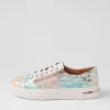 Wovi Pink Croc Print White Leather Sneakers