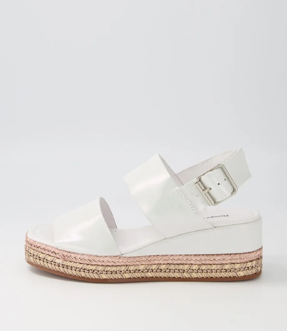 Xabbie White Shimmer Leather Espadrilles