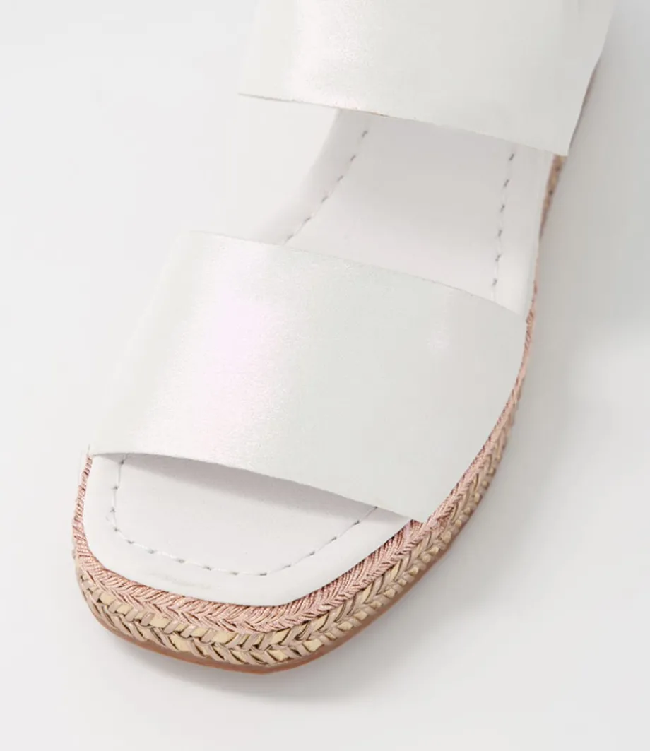 Xabbie White Shimmer Leather Espadrilles