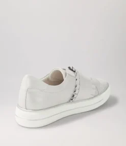 Yabell Silver Shimmer Leather Sneakers
