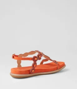 Yanni Orange Suede Jewels Sandals