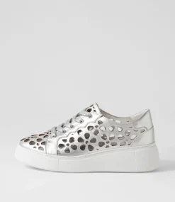 Yarry Silver White Leather Sneakers