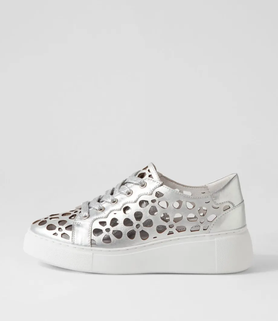 Yarry Silver White Leather Sneakers