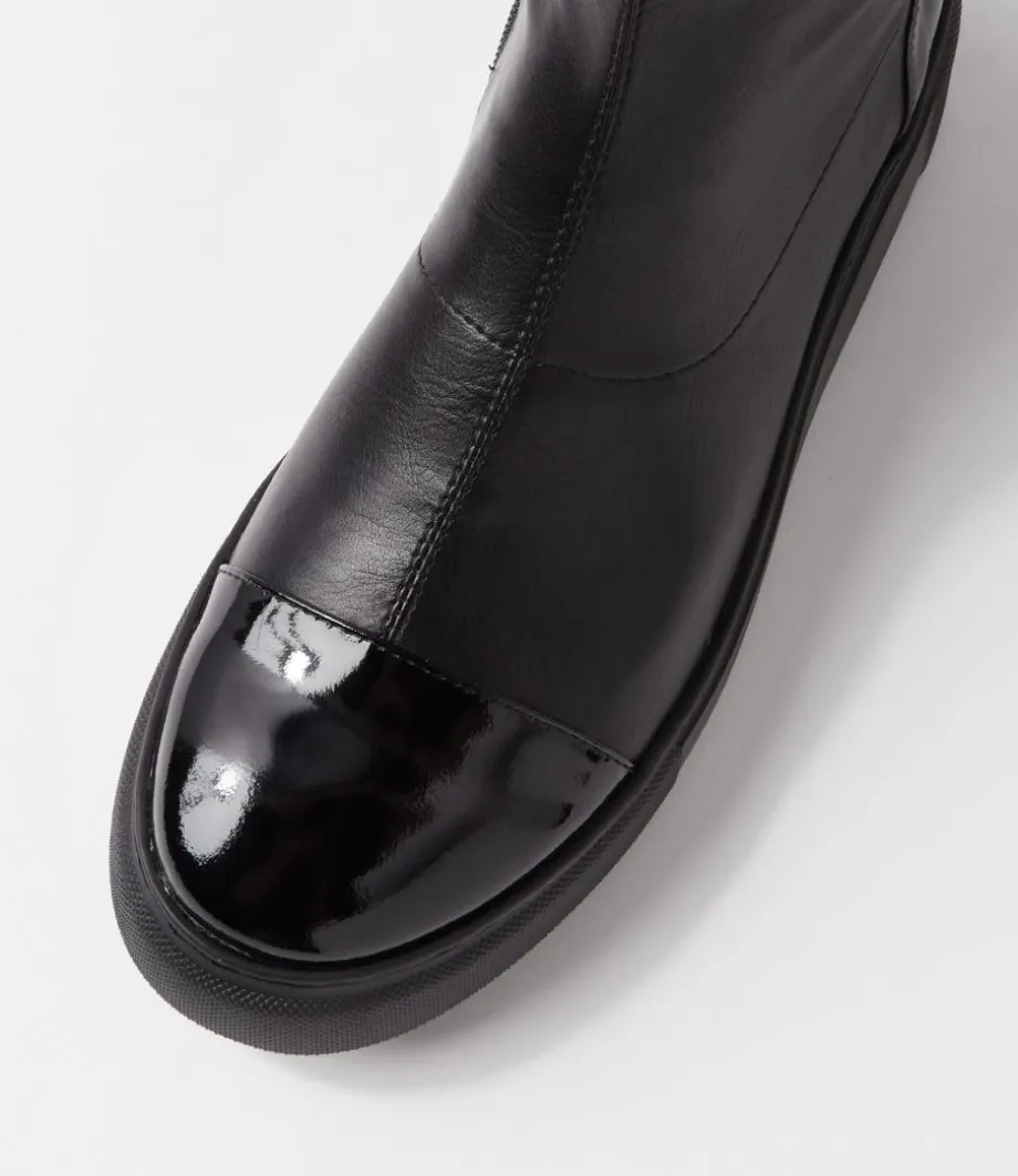 Yiggy Black Patent Stretch Calf Boots
