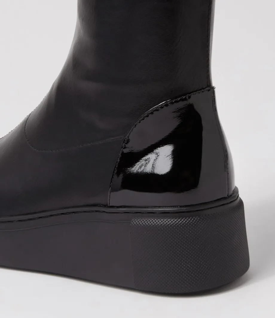 Yiggy Black Patent Stretch Calf Boots