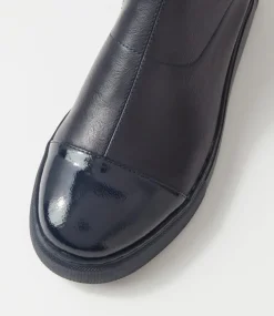 Yiggy Navy Patent Stretch Calf Boots