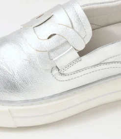 Yinnit Silver White Leather Sneakers
