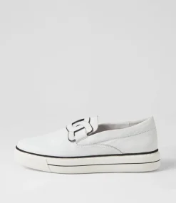 Yinnit White Black Leather Sneakers