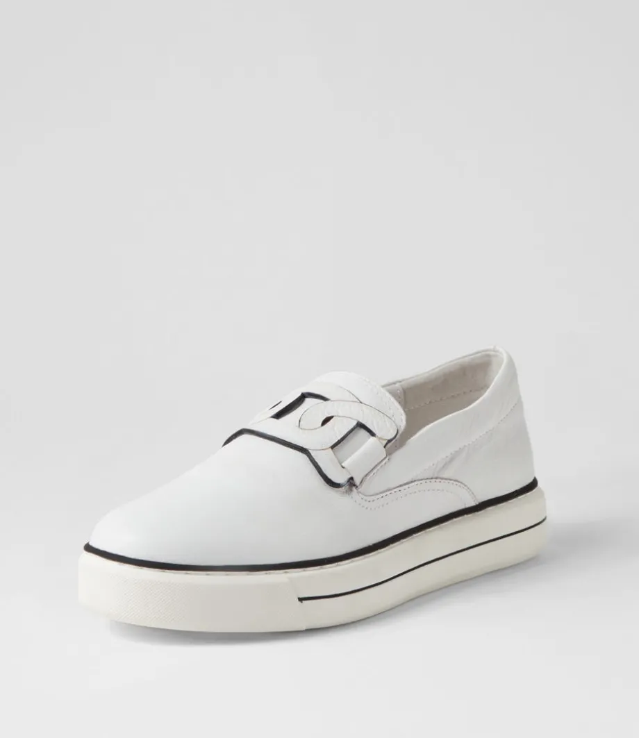 Yinnit White Black Leather Sneakers