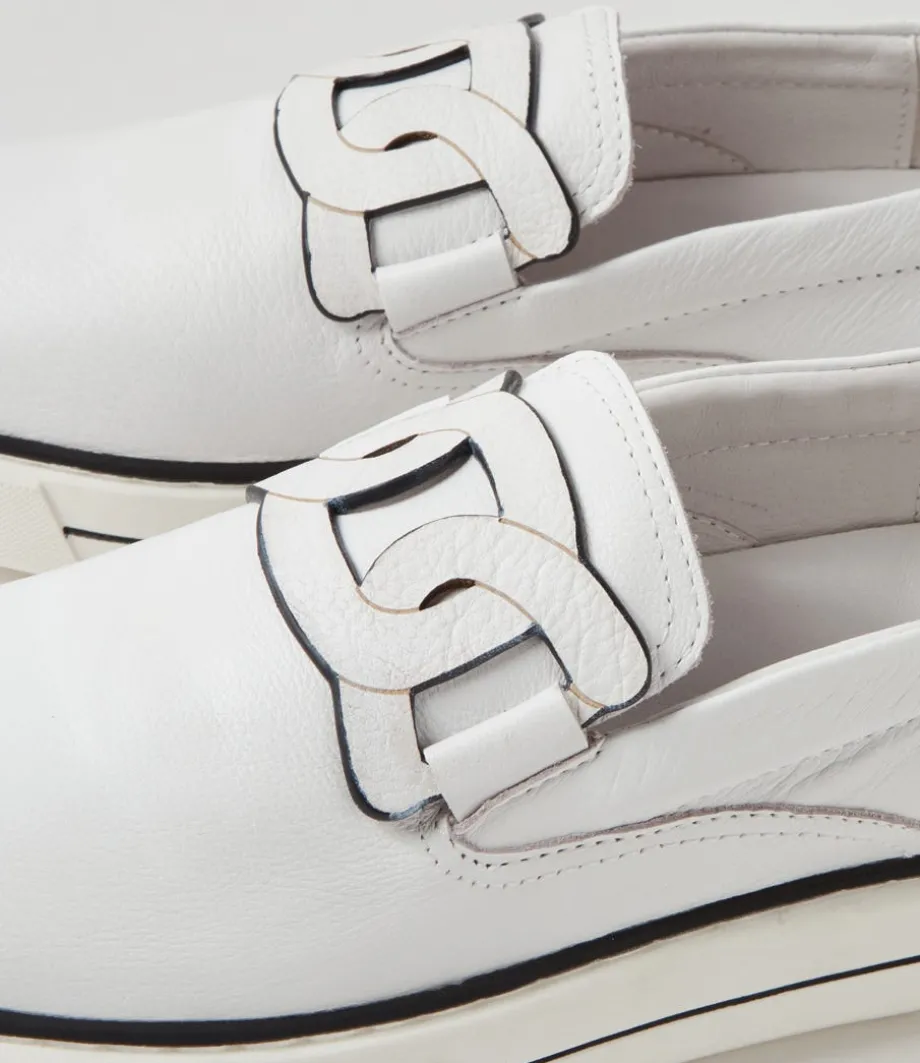 Yinnit White Black Leather Sneakers