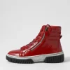 Yippie Dark Red White Patent Ankle Boots