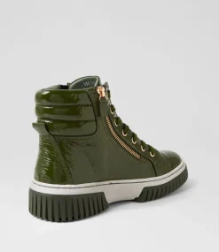 Yippie Khaki White Patent Ankle Boots