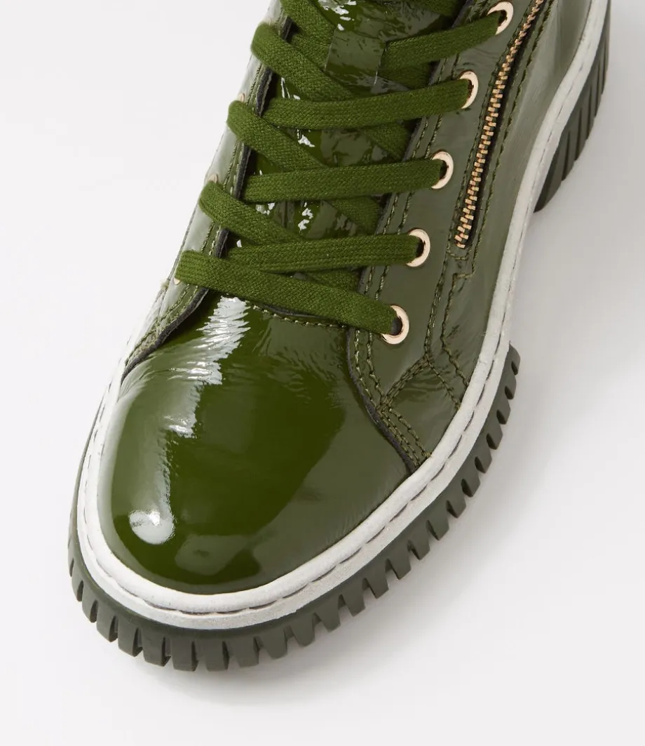 Yippie Khaki White Patent Ankle Boots