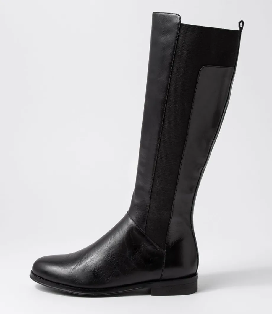 Youss Black Leather Knee High Boots