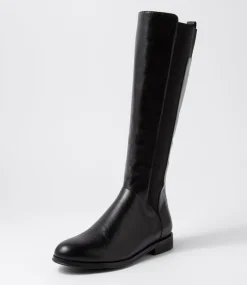 Youss Black Leather Knee High Boots
