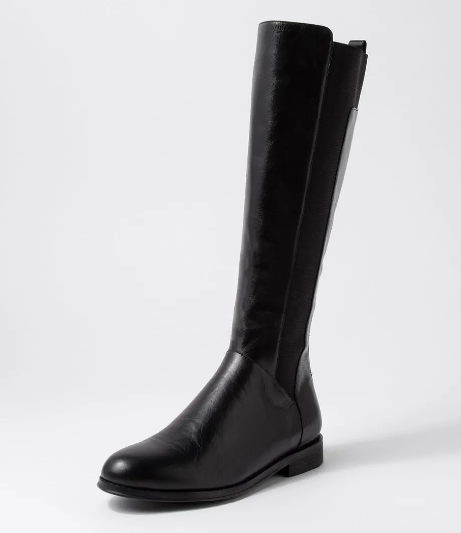 Youss Black Leather Knee High Boots