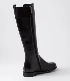 Youss Black Leather Knee High Boots