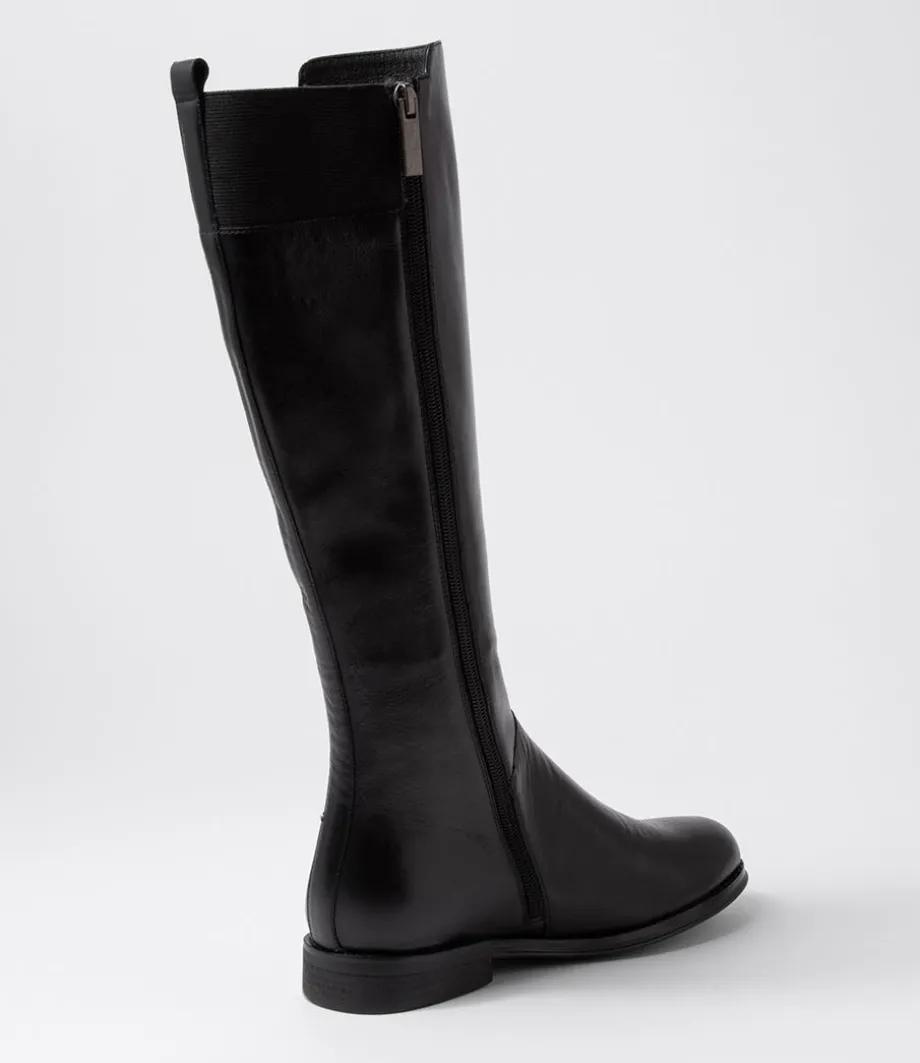 Youss Black Leather Knee High Boots
