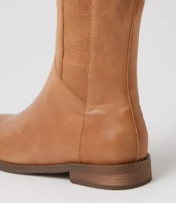 Youss Dark Tan Leather Knee High Boots