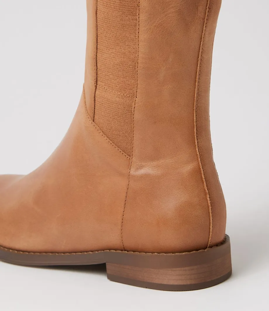 Youss Dark Tan Leather Knee High Boots