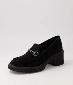 Zoey Black Suede Heels