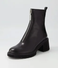 Zosia Black Leather Ankle Boots