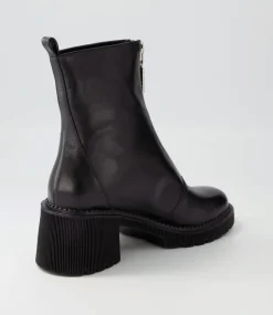 Zosia Black Leather Ankle Boots