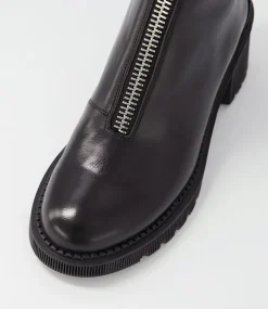 Zosia Black Leather Ankle Boots