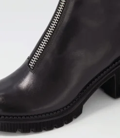 Zosia Black Leather Ankle Boots