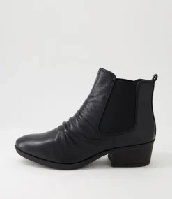 Zuri Black Leather Ankle Boots