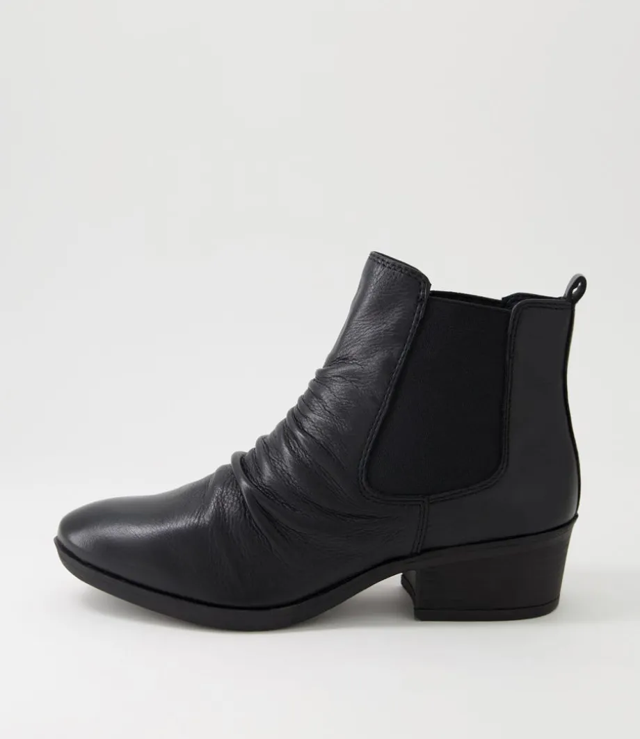 Zuri Black Leather Ankle Boots