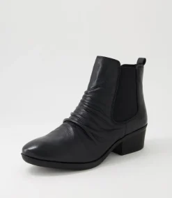 Zuri Black Leather Ankle Boots