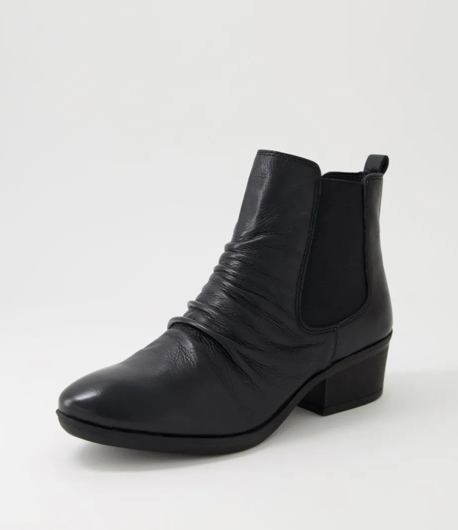 Zuri Black Leather Ankle Boots