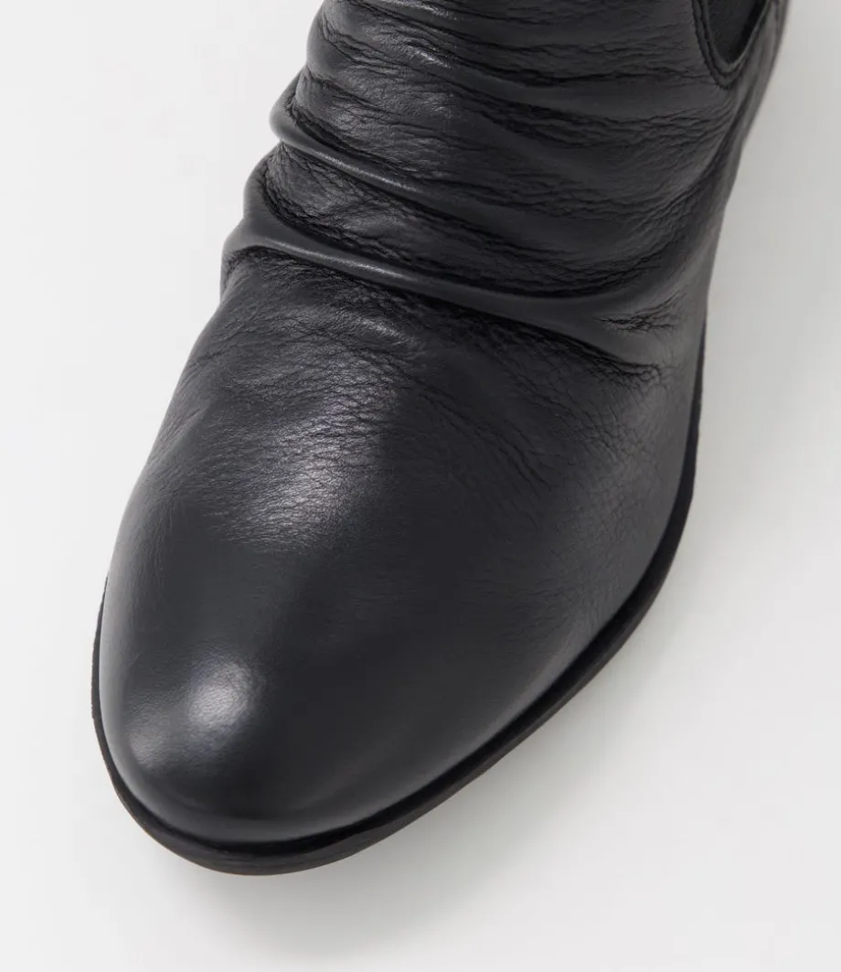 Zuri Black Leather Ankle Boots