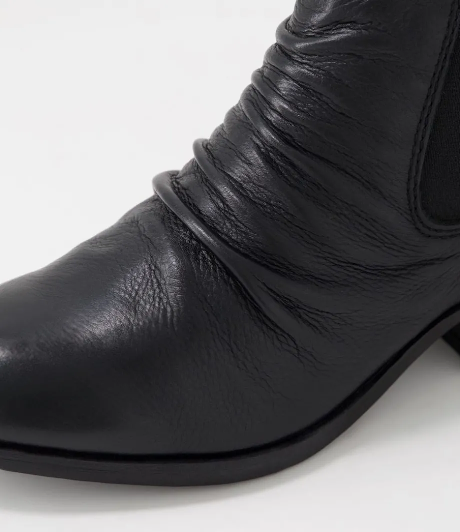 Zuri Black Leather Ankle Boots