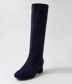 Zury W Navy Stretch Microsuede Knee High Boots