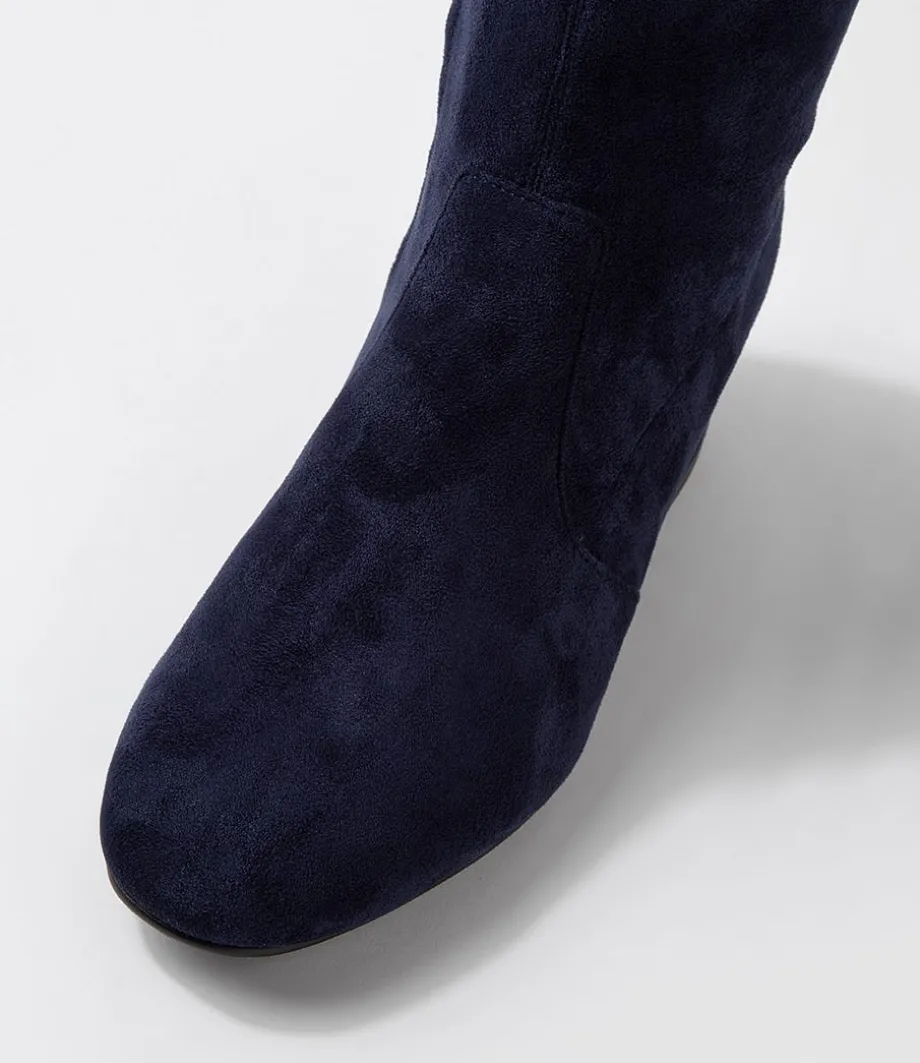 Zury W Navy Stretch Microsuede Knee High Boots