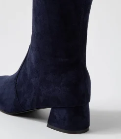 Zury W Navy Stretch Microsuede Knee High Boots